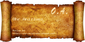 Ohr Aniziusz névjegykártya
